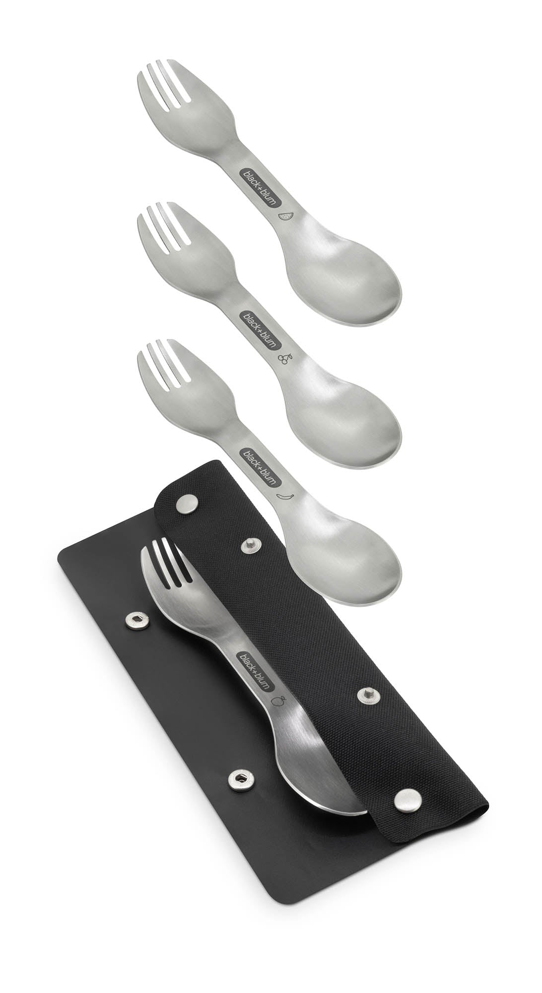 Edelstahl Camping-Set mit 4 Tellern von black+blum, robustes Geschirr für unterwegs, klare Linien und langlebiges Design