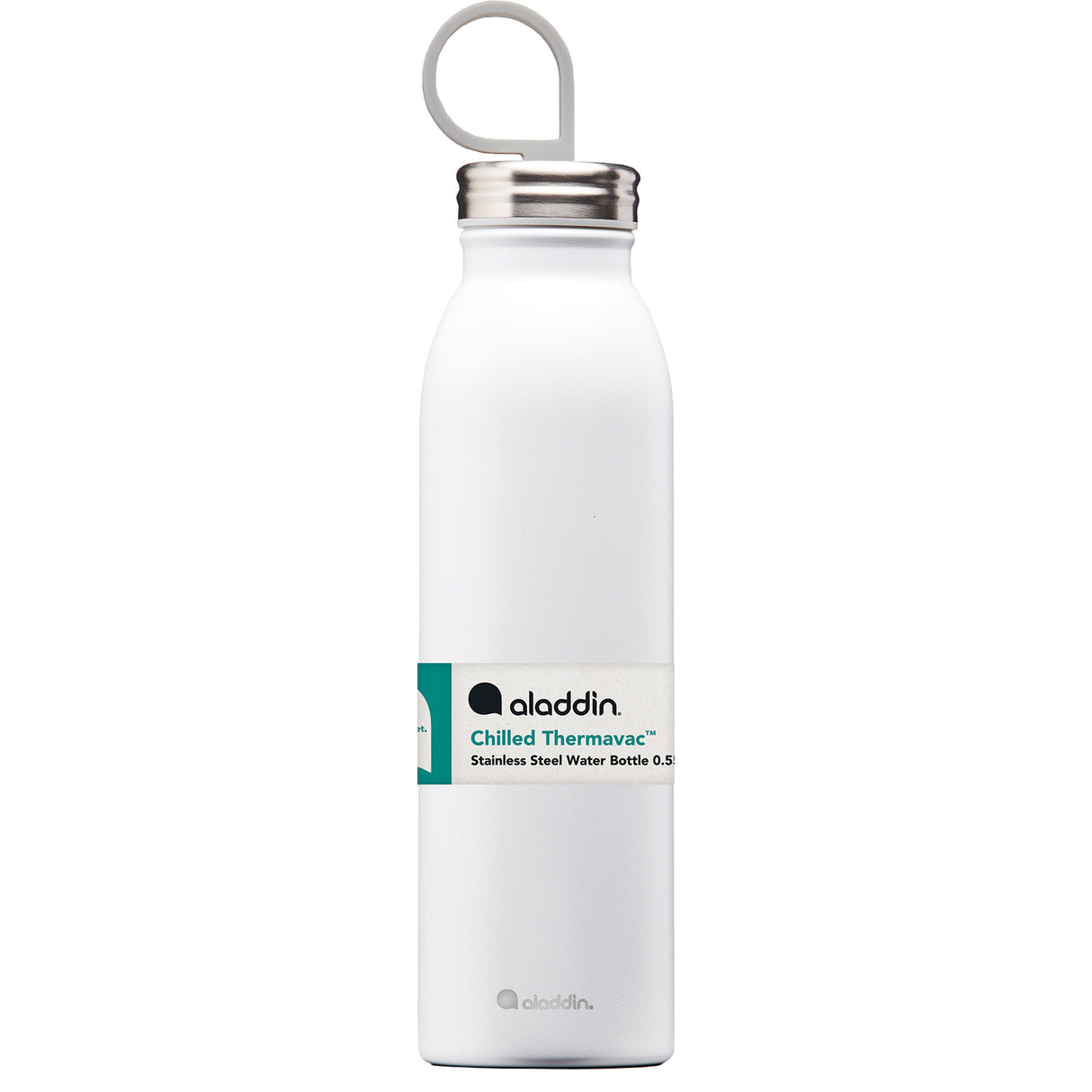 ALADDIN Isolierflasche CHILLED Schnee-Weiß, 550 ml, aus Edelstahl mit weißem Deckel, für heiße und kalte Getränke