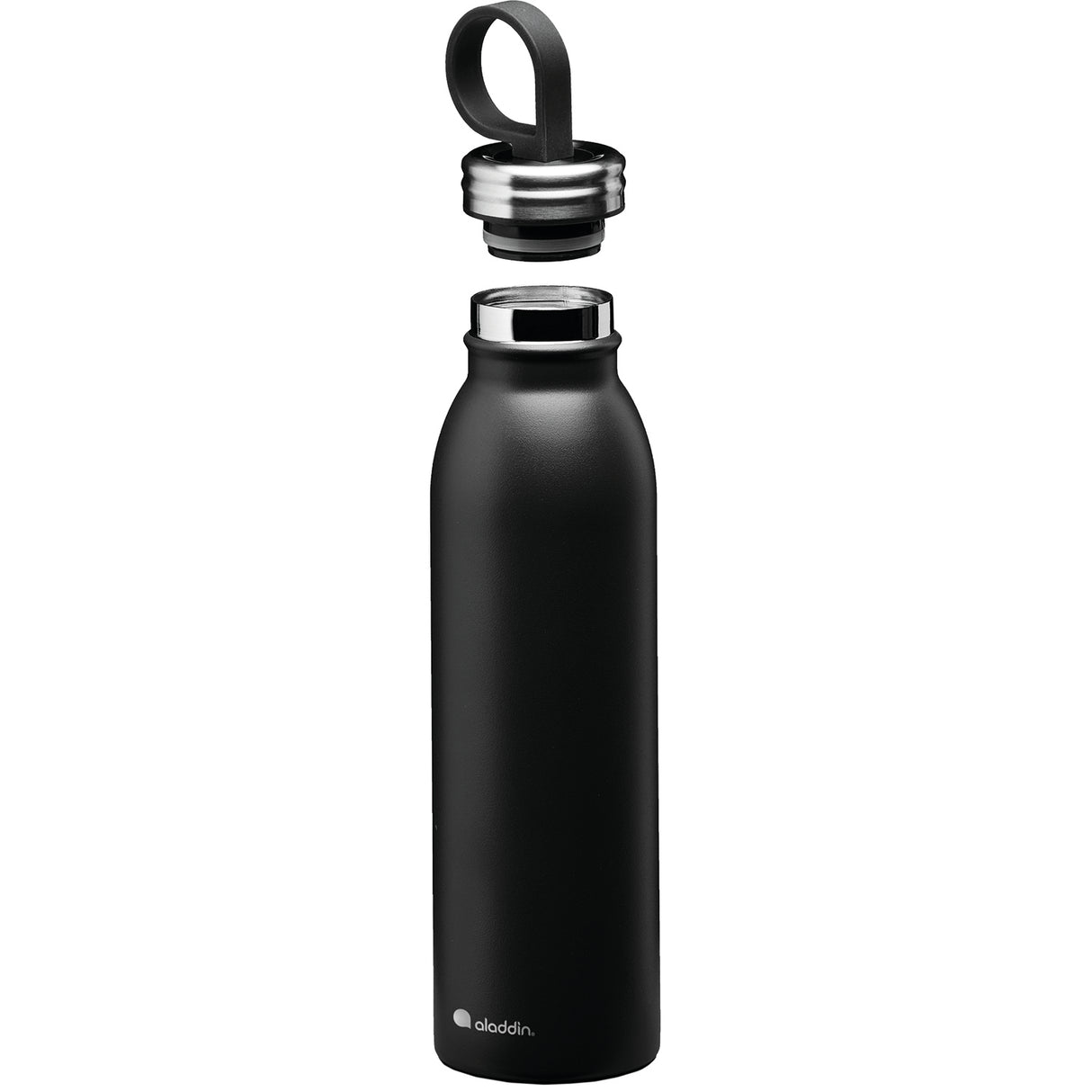 Schwarze ALADDIN Isolierflasche CHILLED, 550 ml, aus Edelstahl, mit Schraubverschluss, für kalte Getränke