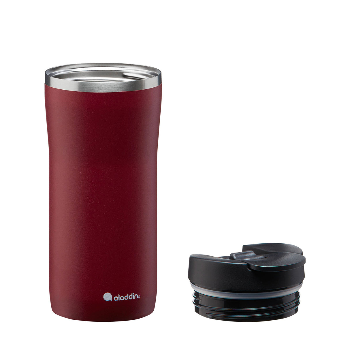Aladdin Thermobecher Barista in Burgund, 350 ml, doppelwandiger Isolierbecher für Kaffee oder Tee, Nahaufnahme