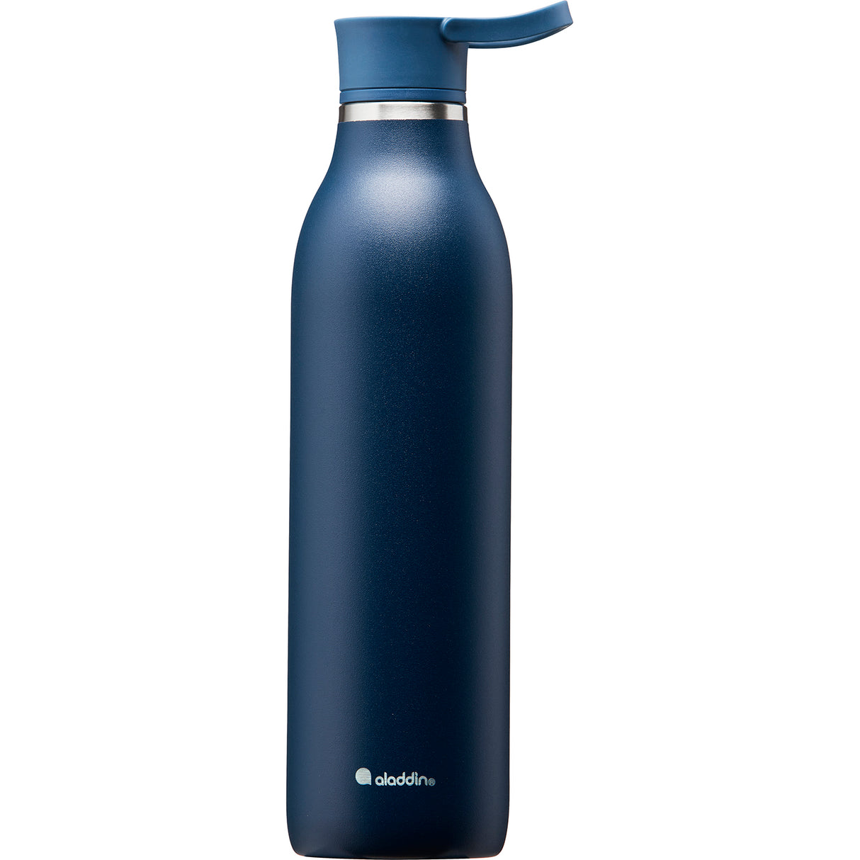 Blaue ALADDIN Isolierflasche CITY LOOP, 600 ml, aus Edelstahl, mit schwarzem Deckel und praktischem Trinkverschluss.