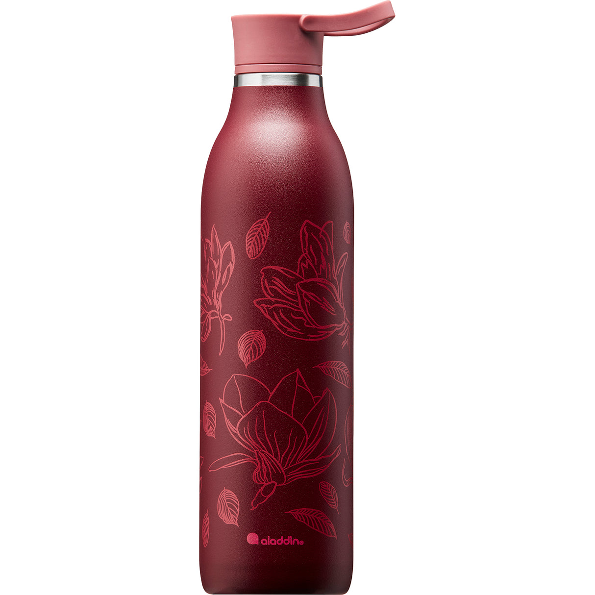Rote ALADDIN Isolierflasche CITY LOOP, 600 ml, aus Edelstahl mit Schraubverschluss, für Getränke unterwegs