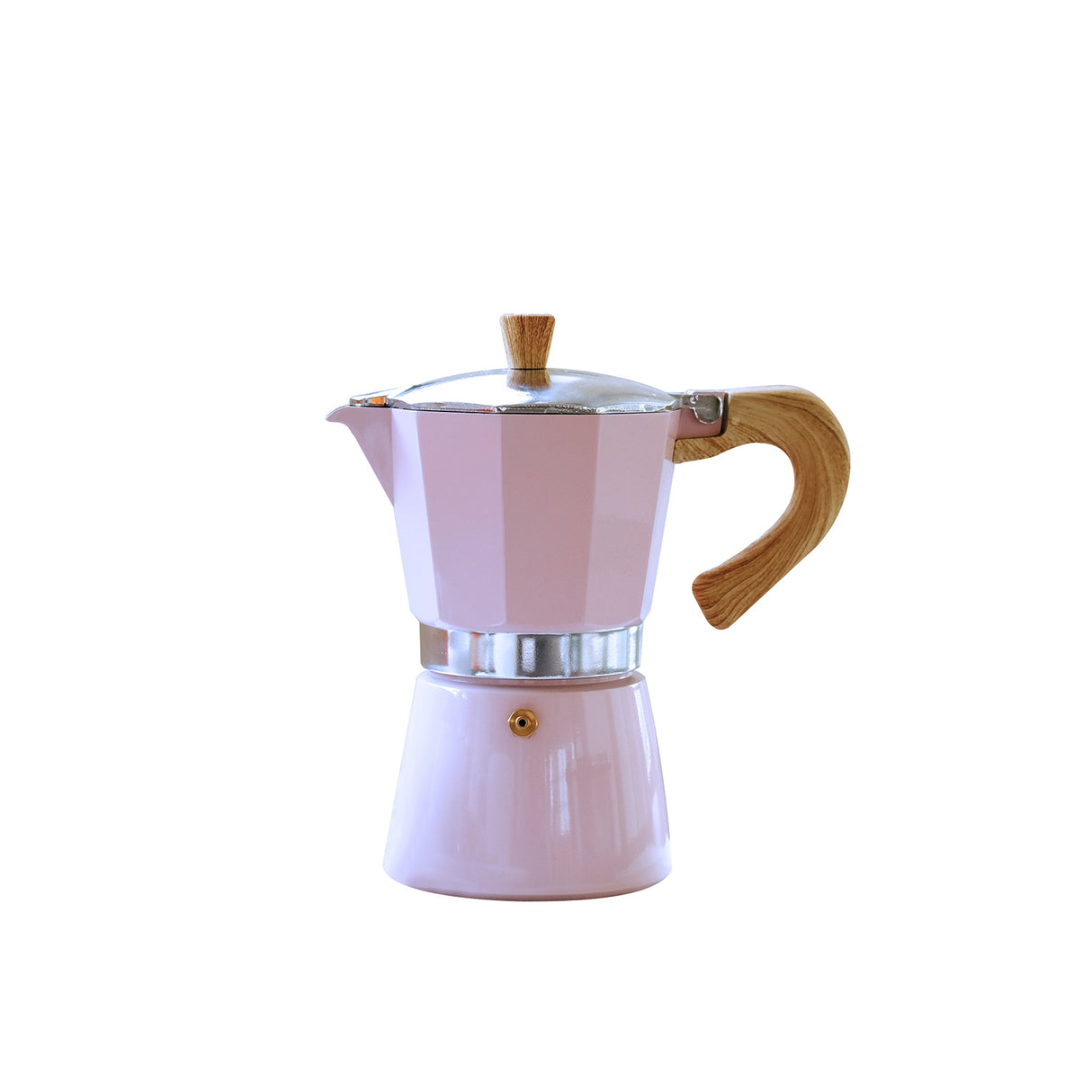 Rosa Espressokocher von GNALI & ZANI, Venezia-Design, aus Edelstahl, für Kaffeezubereitung auf Herd.
