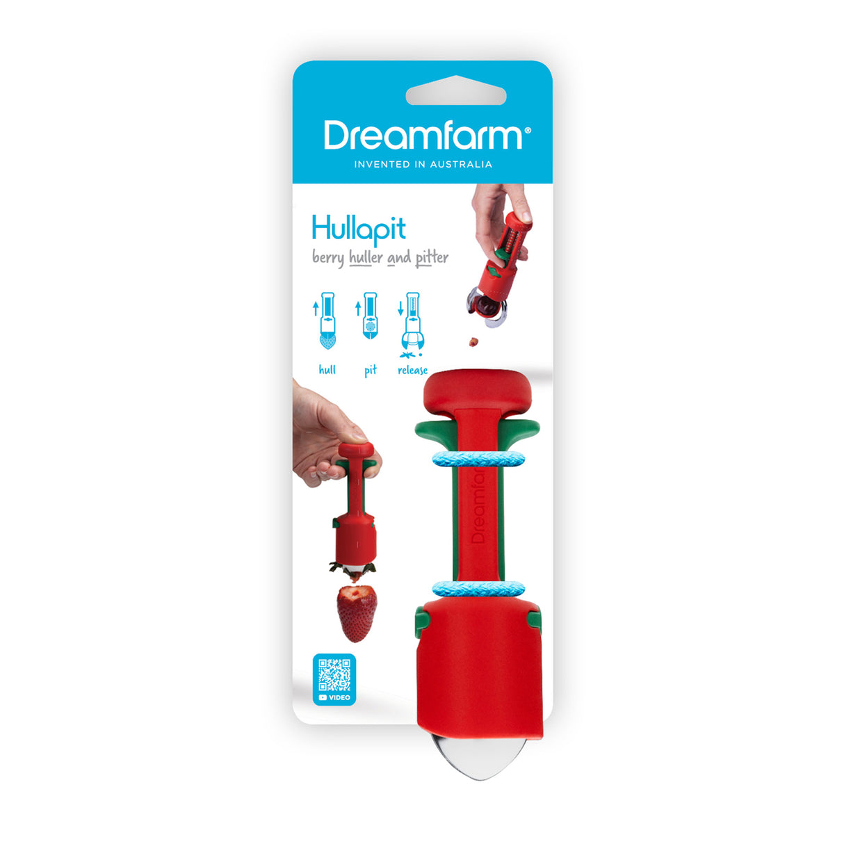Kirschentkerner von Dreamfarm Hullapit mit Edelstahlklinge und ergonomischem Griff, perfekt zum Entkernen von Kirschen.