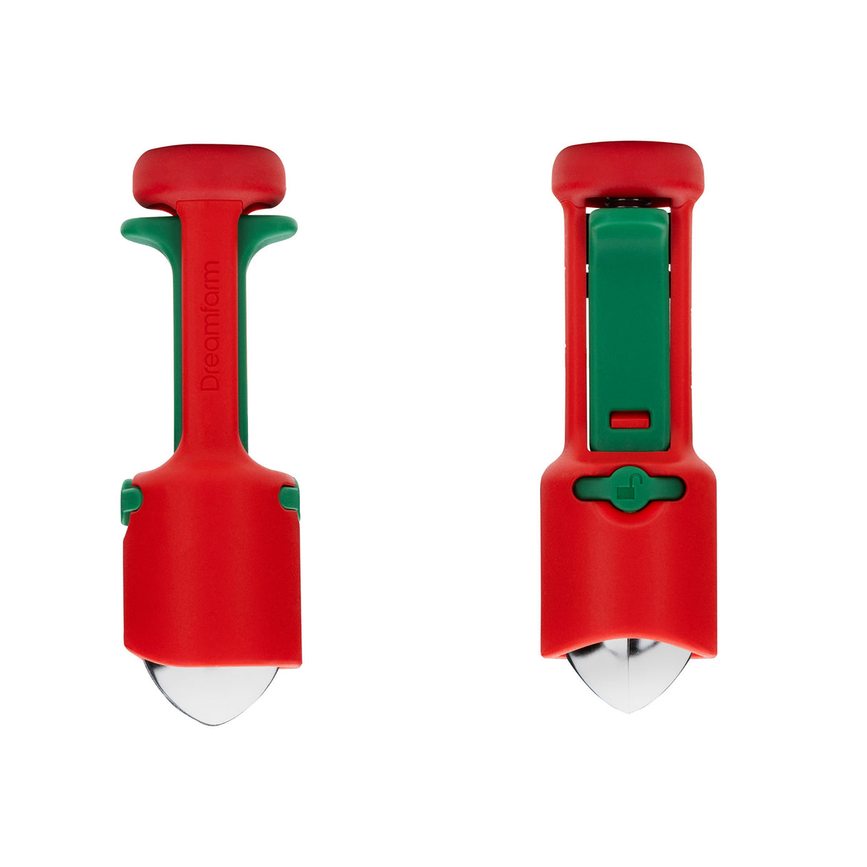 Roter Obst-Entkerner von DREAMFARM, HULLAPIT, 12,5 cm, mit ergonomischem Griff für einfaches Entfernen von Kernen.