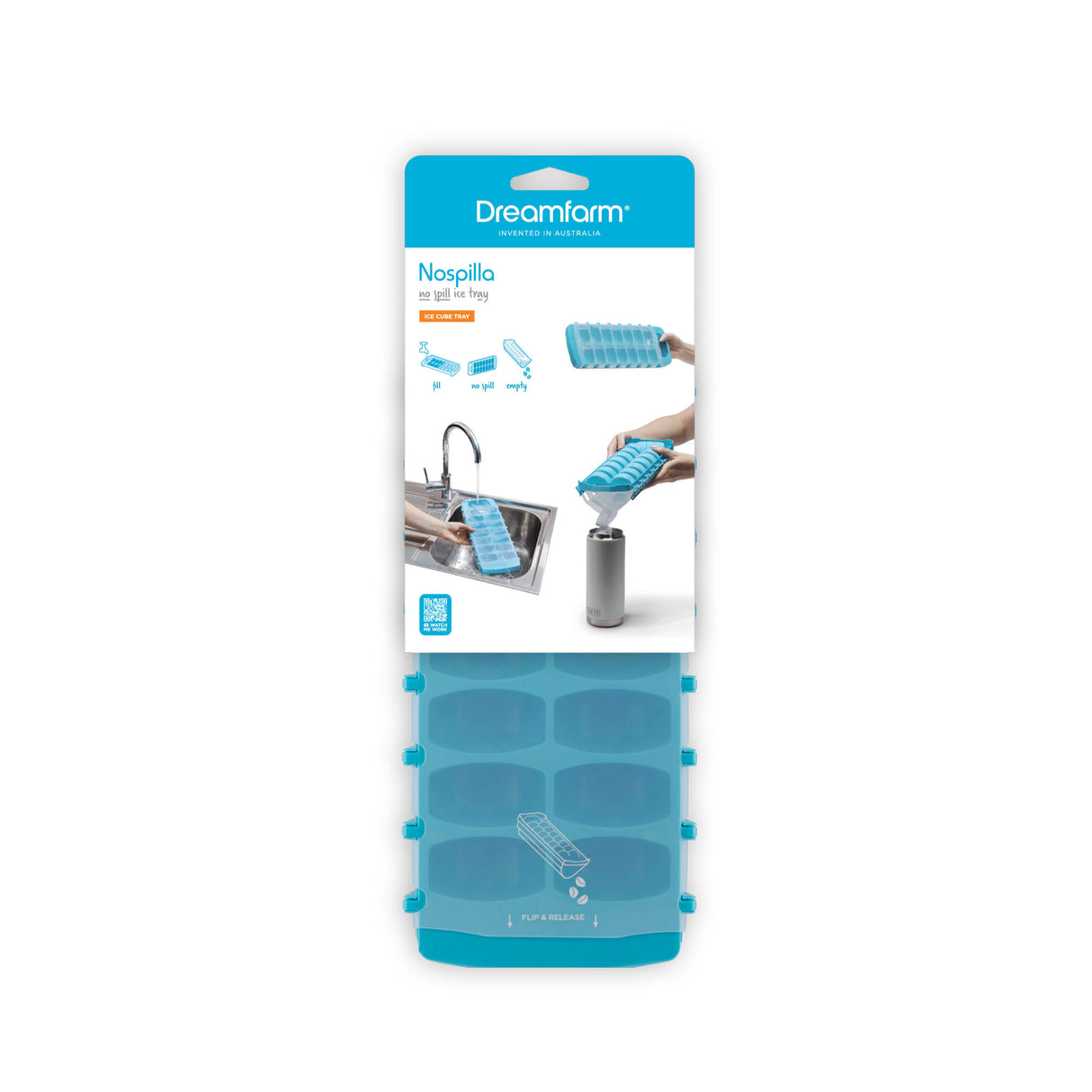 Weiße Eiswürfelform von DREAMFARM für gefrorene Eiswürfel, aus flexiblem Kunststoff, mit sechs Fächern.
