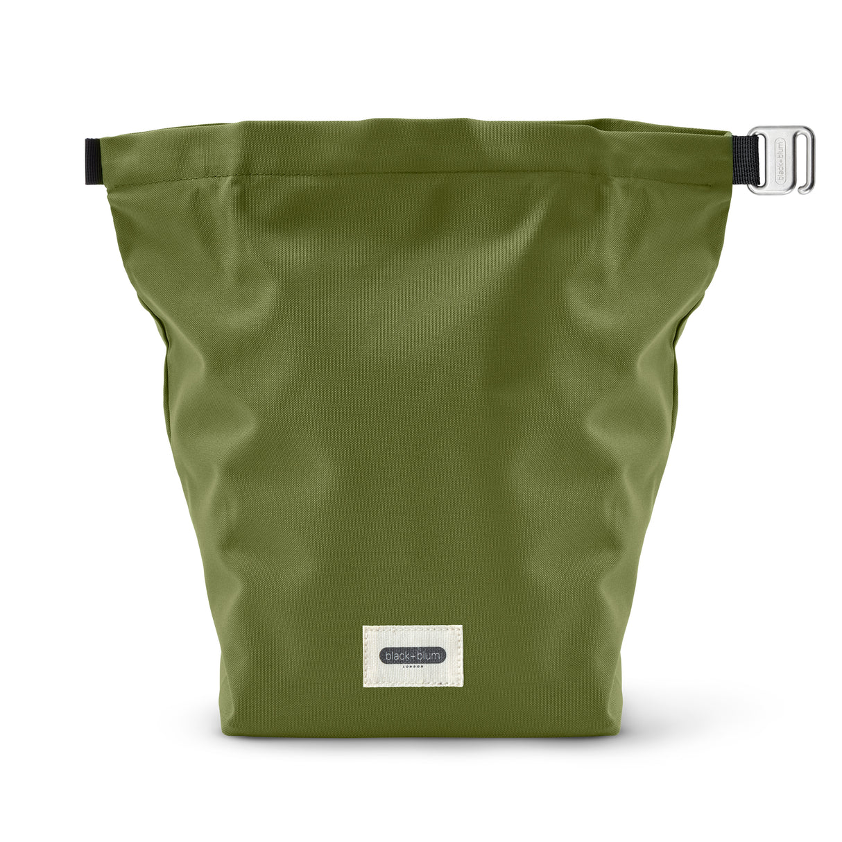 Schwarze BLACK+BLUM Lunchbag, vollständig geöffnet, zeigt das Innere und das robuste Design der 6,7 Liter Lunch-Tasche.