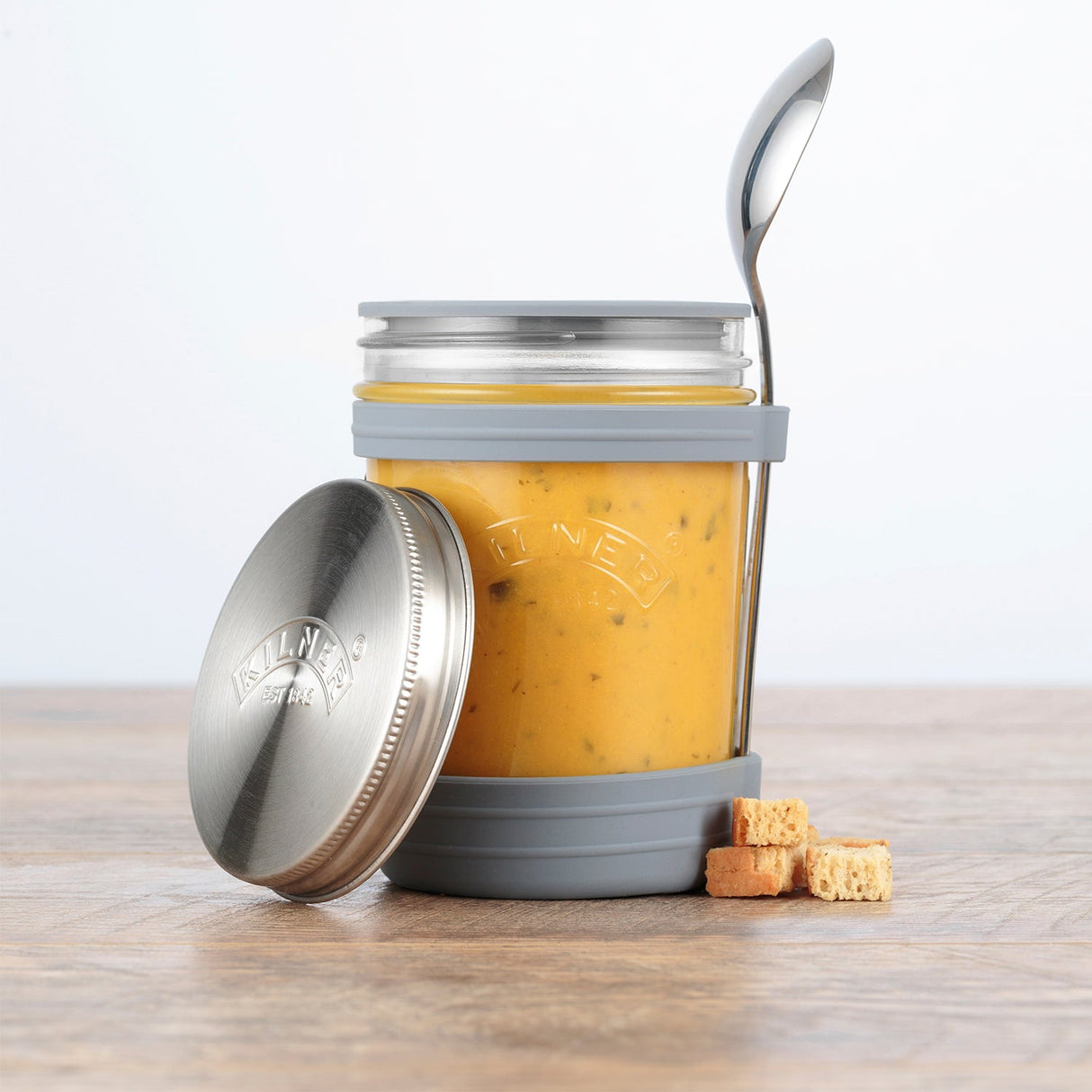 Kilner Suppenglas, 2. Wahl, transparent mit Henkel, Verpackung beschädigt, ideal für Suppen und Getränke