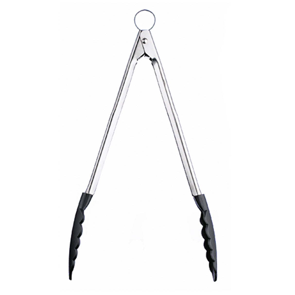 Schwarze Küchenzange mit Nylon-Spitzen von CUISIPRO, 40 cm lang, ideal für antihaftbeschichtete Kochutensilien.
