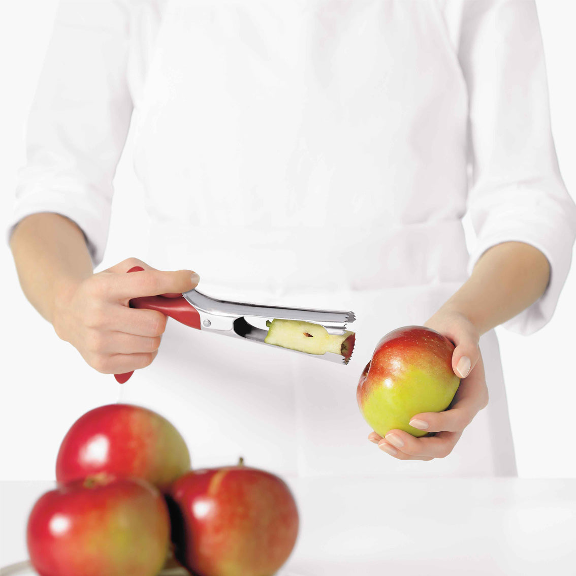 Apfelkernausstecher mit Hebel-Öffner von CUISIPRO, Edelstahl, zum schnellen Entfernen von Apfelkernen, ergonomisches Design