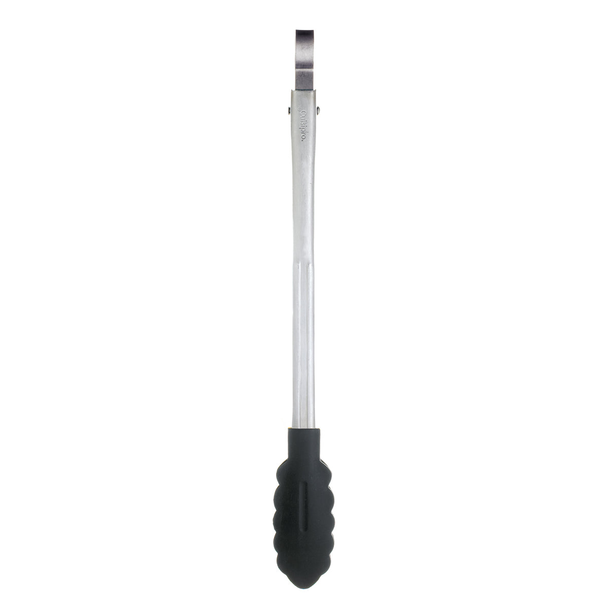Schwarze Küchenzange mit Antihaft-Silikonenden von CUISIPRO, 30 cm lang, ideal zum Wenden und Servieren von Speisen.