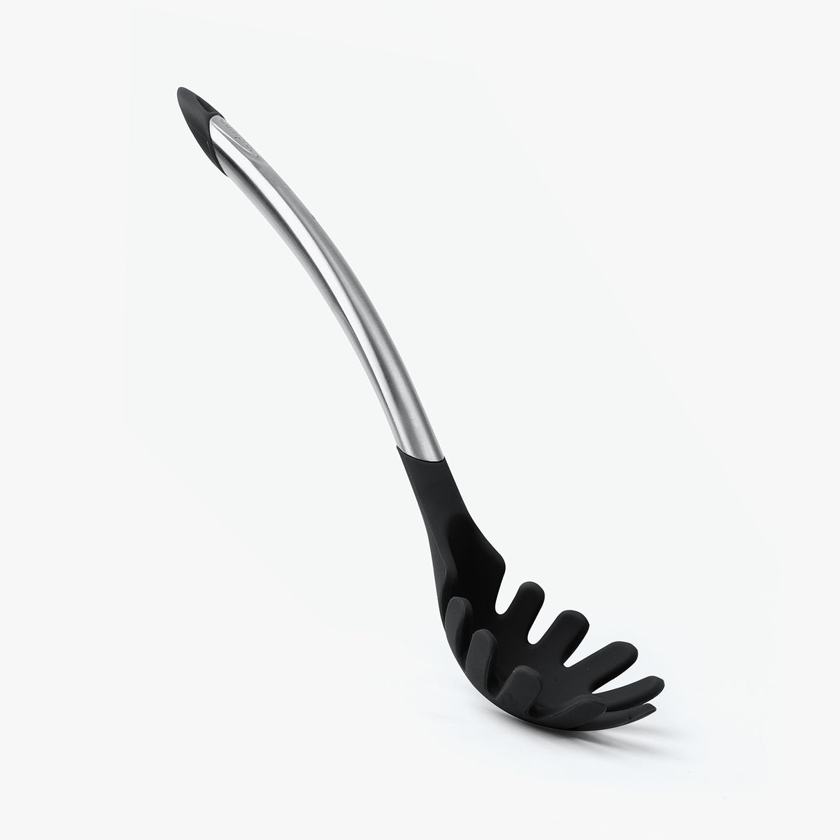 Eleganter CUISIPRO Spaghettilöffel aus satiniertem Edelstahl, 31cm, in drei Farben, perfekt zum Servieren von Pasta.