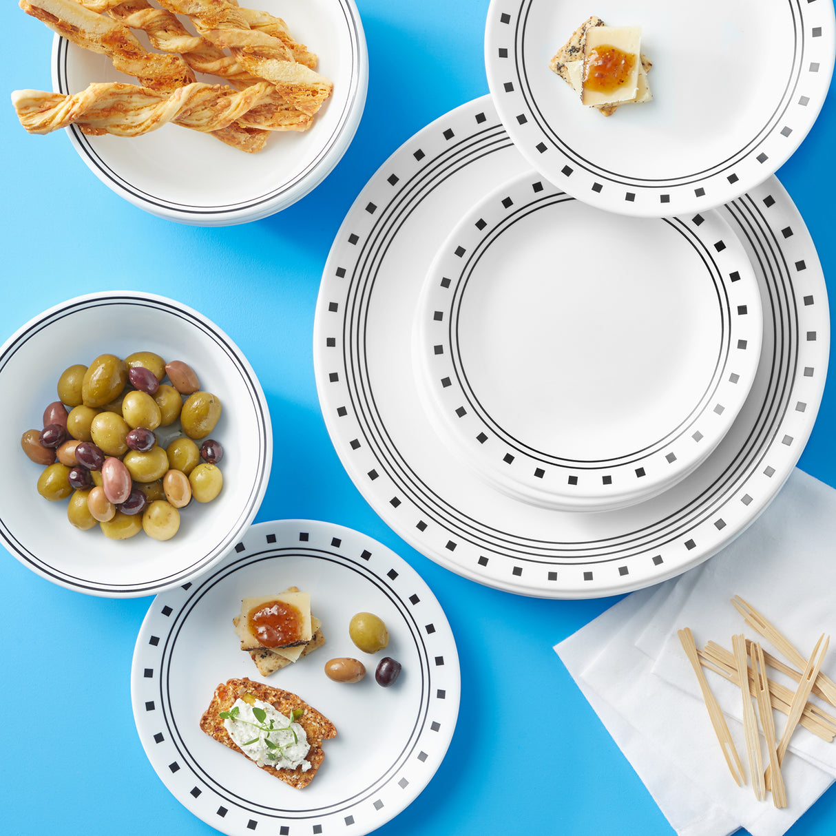 Corelle Speiseteller City Block, 8,5 Zoll, weißer Teller mit modernem Design, ideal für Teller und Servierplatten