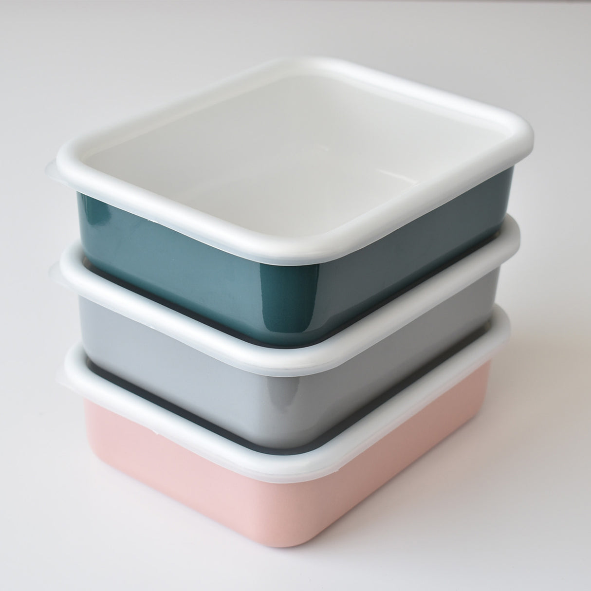 HoneyWare Color Line Emaille Frischhaltedose Grau L, flach, 1,35L, mit Deckel, für Lebensmittelaufbewahrung