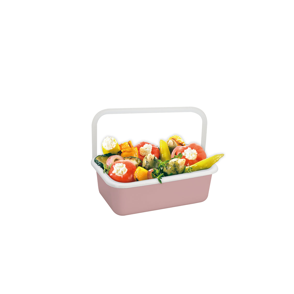 HoneyWare Color Line Emaille Frischhaltedose in Rosa S, flach, 0,42L, mit Deckel für Vorratslagerung