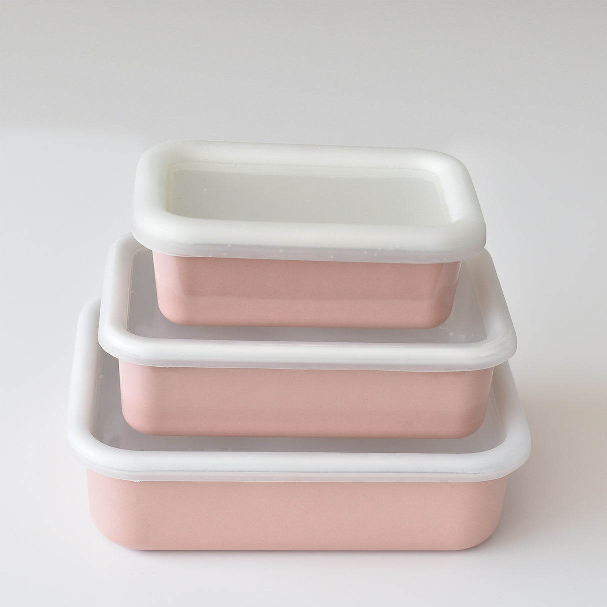 HoneyWare Emaille Frischhaltedose in Rosa, flach, 0,42L, mit Deckel, ideal für Lebensmittelaufbewahrung