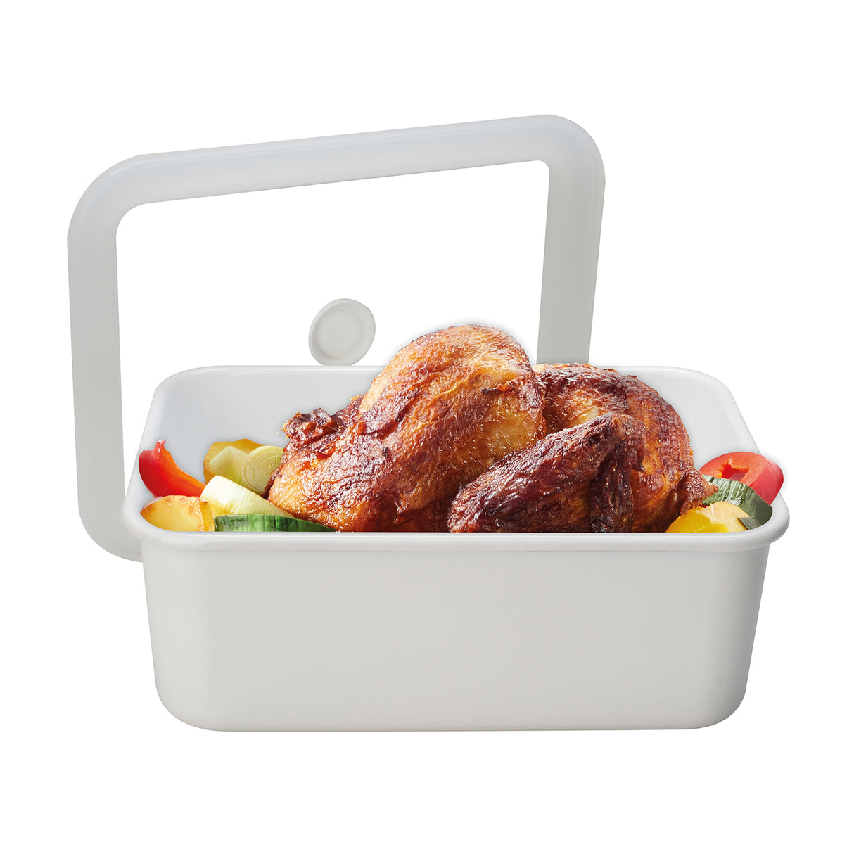 Große HoneyWare Vakuum Emaille Frischhaltedose in XL, zeigt den Deckel und die stabile, elegante Emaille-Oberfläche.