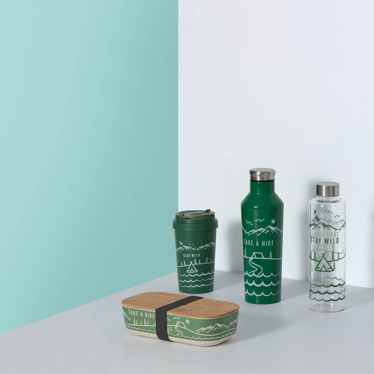 Glas-Trinkflasche von Typhoon, PURE Stay Wild, 600 ml, mit Schraubverschluss und inspirierendem Design.