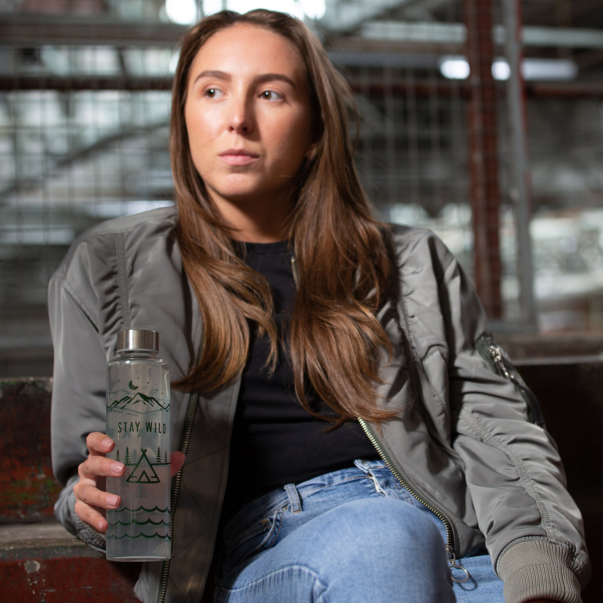 Glas-Trinkflasche PURE STAY WILD von Typhoon, 600 ml, mit Schraubverschluss und umweltfreundlichem Design.