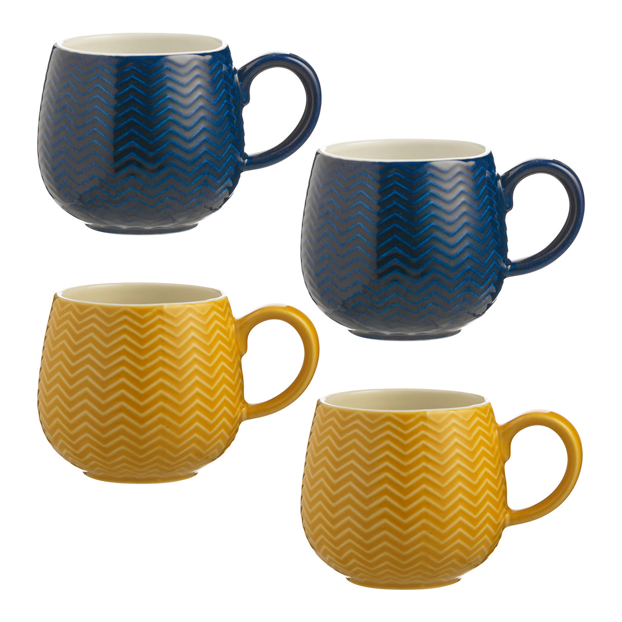 Geprägte Mason Cash Tasse mit Zacken, 350 ml in zwei Farben, aus Keramik, detailreiche Oberflächenstruktur, stilvoll und robust