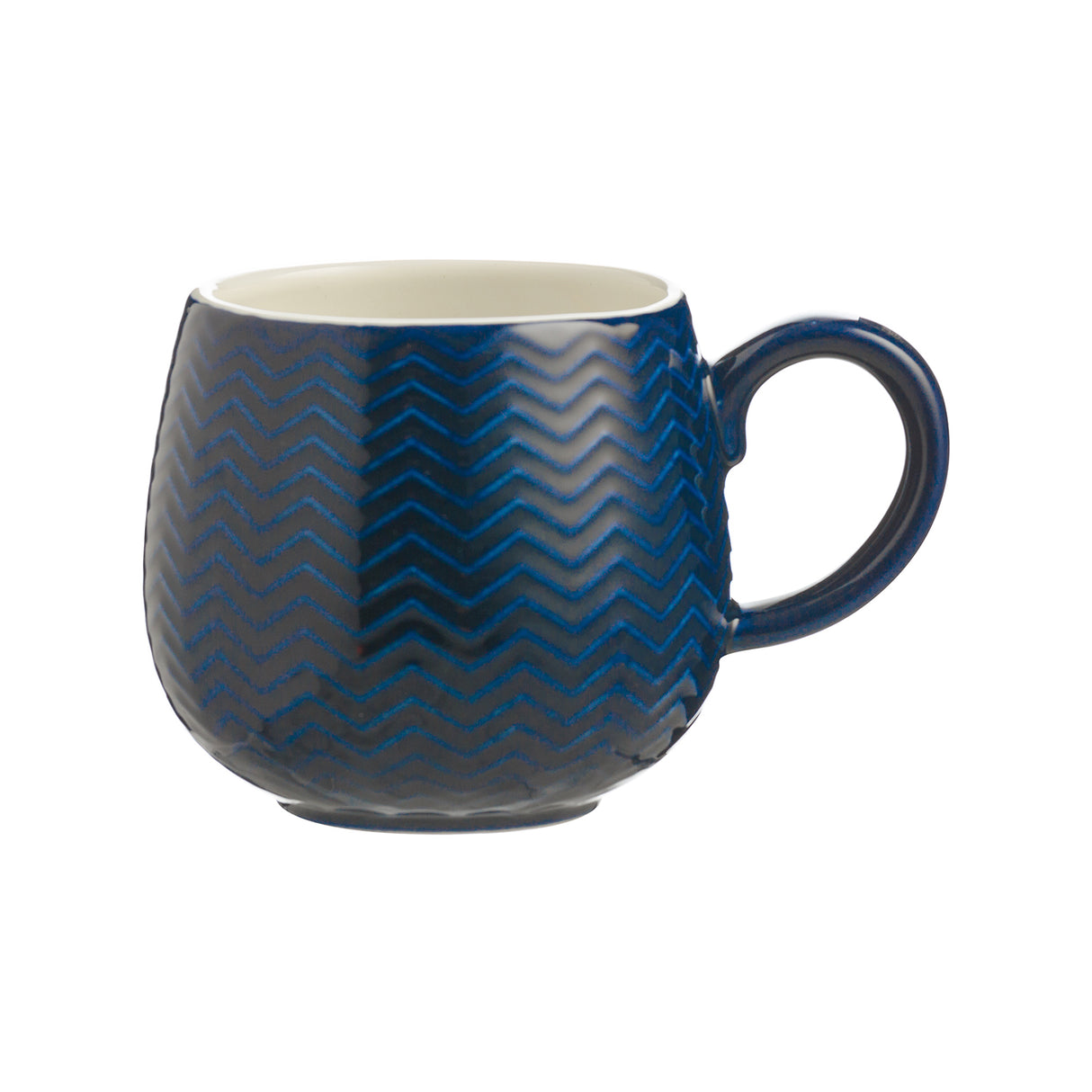 Geprägte Mason Cash Tasse mit Zacken, 350 ml, in zwei Farben, stilvolles Keramikdesign, sichtbarer Griff und Muster