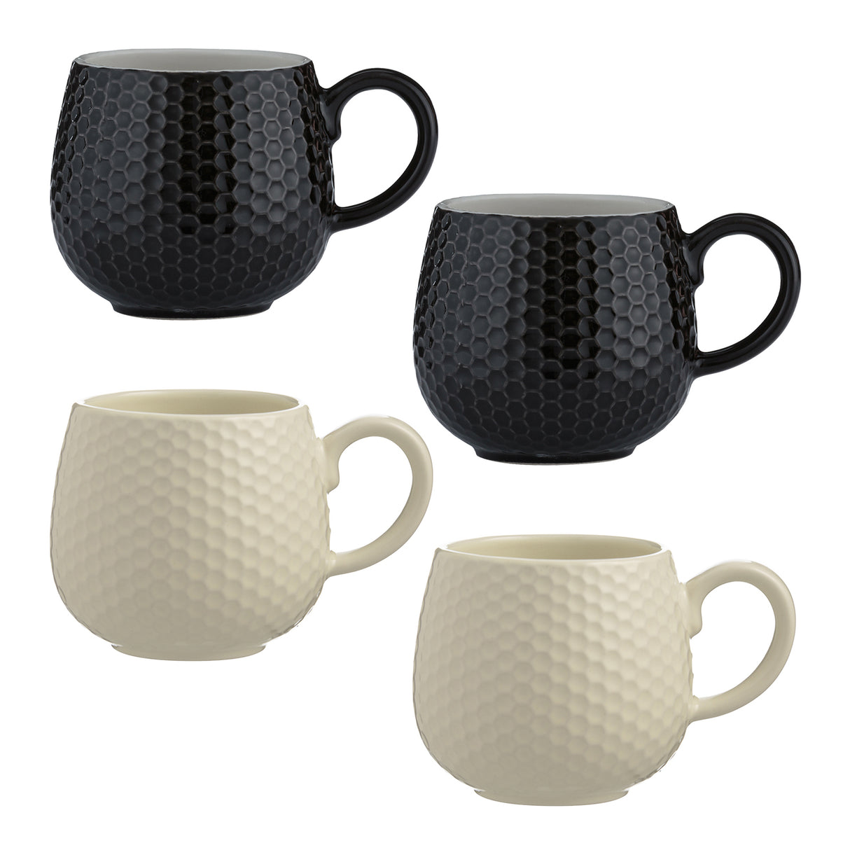 Gedämpfte Wabenmuster Tasse von Mason Cash, 350 ml, in zwei Farben, detailreiche Textur, geschwungener Henkel, keramisch gefertigt