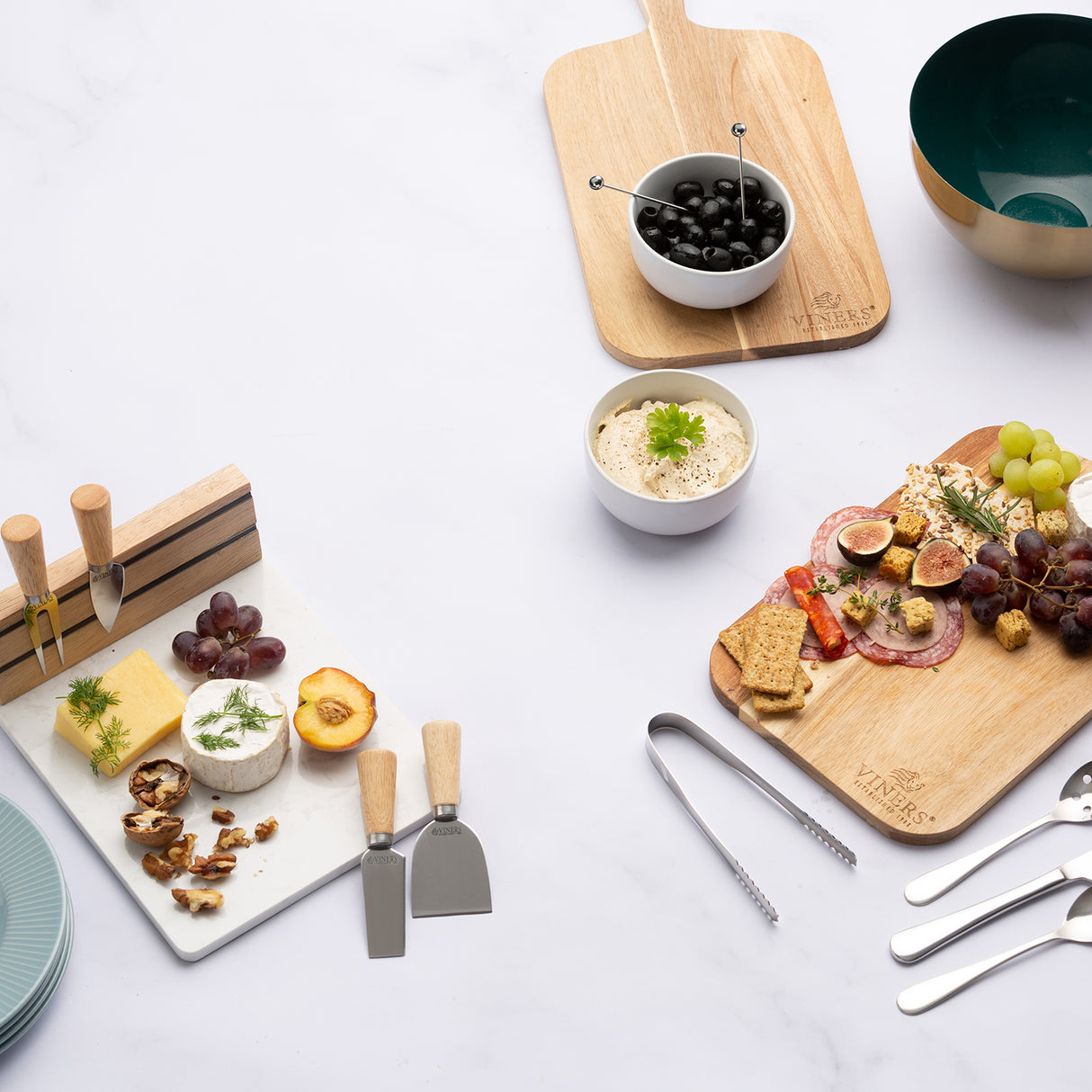 Viners Antipasti Servier-Set mit edlen Platten und Besteck für italienische Vorspeisen, stilvoll präsentiert.