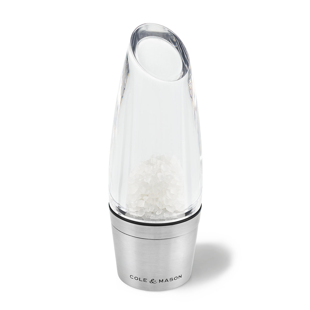Cole & Mason Acryl-Edelstahl-Mühle MILSTON Salzmühle mit transparentem Gehäuse und Edelstahl-Deckel, für Gewürze und Salz.