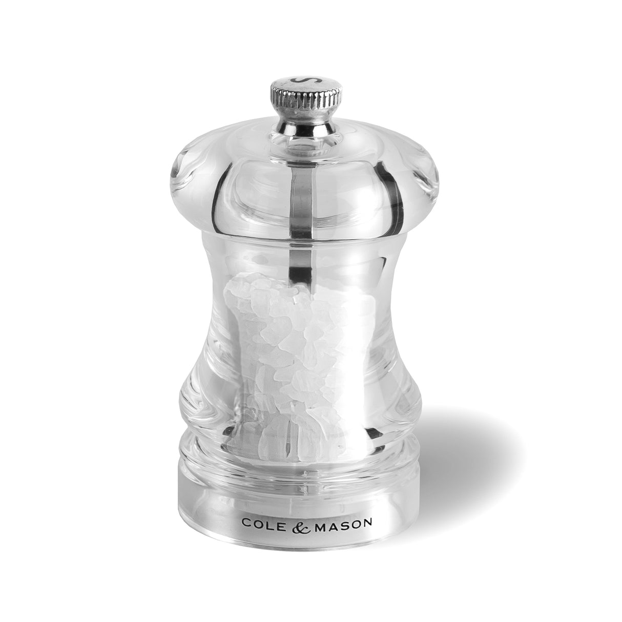Cole & Mason Acryl-Edelstahl-Mühle CAPSTAN, Salzmühle, 8,5 cm, stilvolle Gewürzmühle aus Acryl und Edelstahl