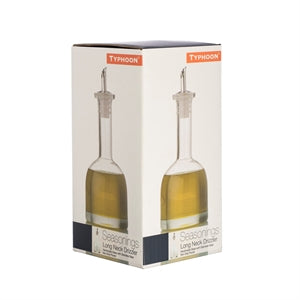 Langhals-Glasflasche von Typhoon mit Edelstahlausgießer, 280 ml, klare Glasflasche für Öl oder Sirup.