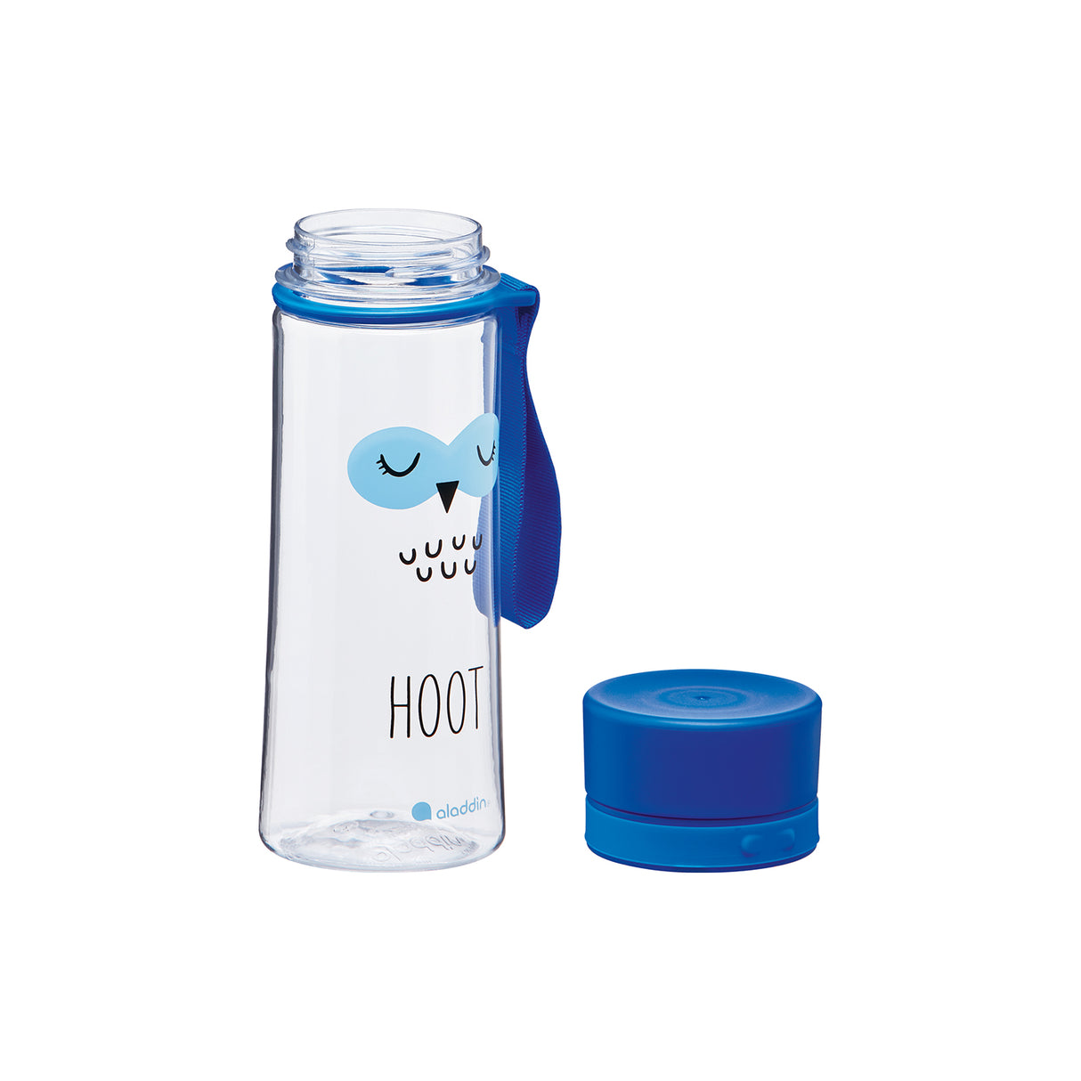 Bunte Kindertrinkflasche von ALADDIN mit Tiermotiv, 350 ml, aus Kunststoff, zwei Varianten sichtbar auf dem Bild.