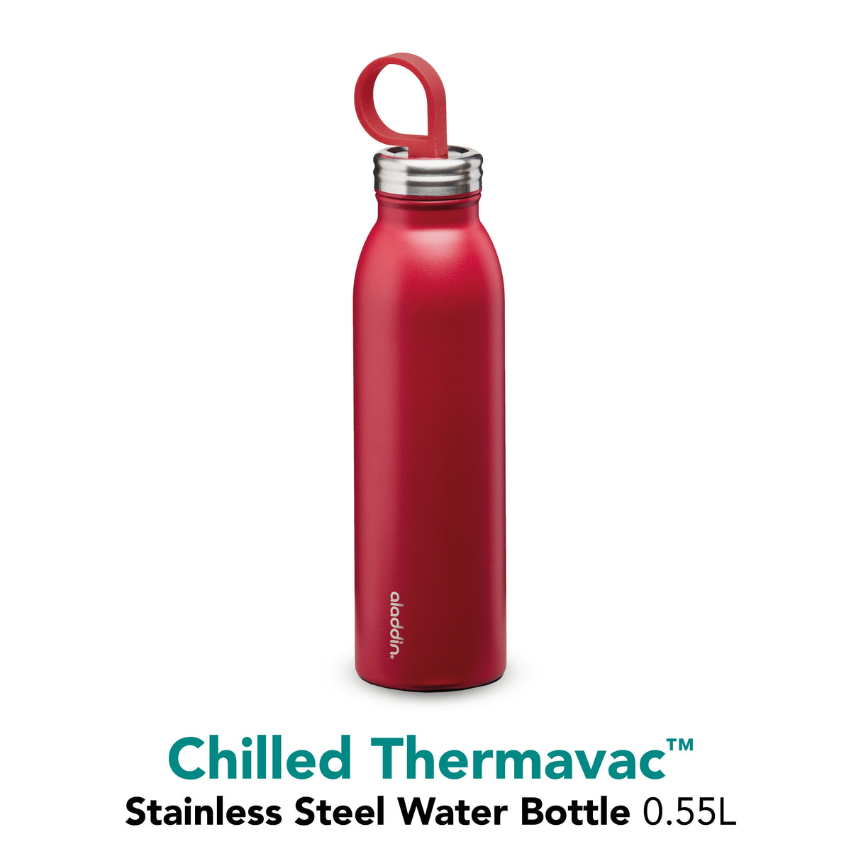 Aladdin Chilled Isolierflasche aus Edelstahl, 550 ml, Kirschrot, doppelwandige Thermosflasche für Getränke, Nahaufnahme