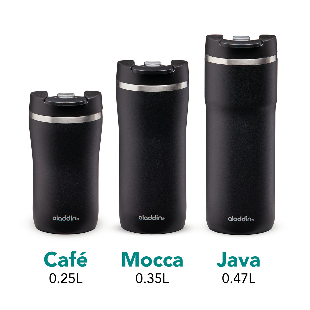 Aladdin Barista Thermobecher in Lava-Schwarz, Edelstahl, mit Leak-Lock Verschluss, in 0,47L, für Kaffee unterwegs