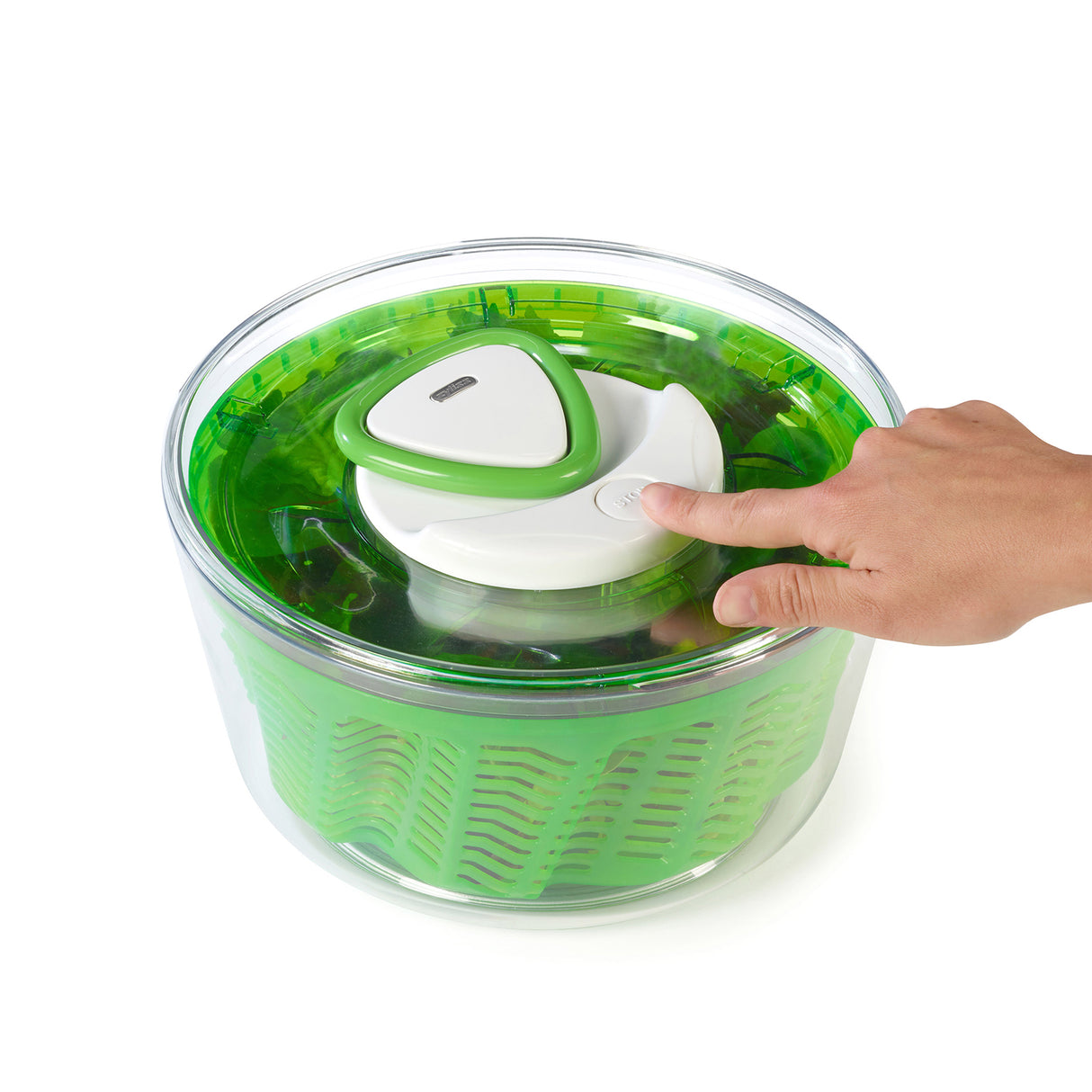 Grüne Zyliss Easy Spin 2 Salatschleuder mit Handkurbel und Druckknopf, 20 cm Durchmesser für frischen Salat