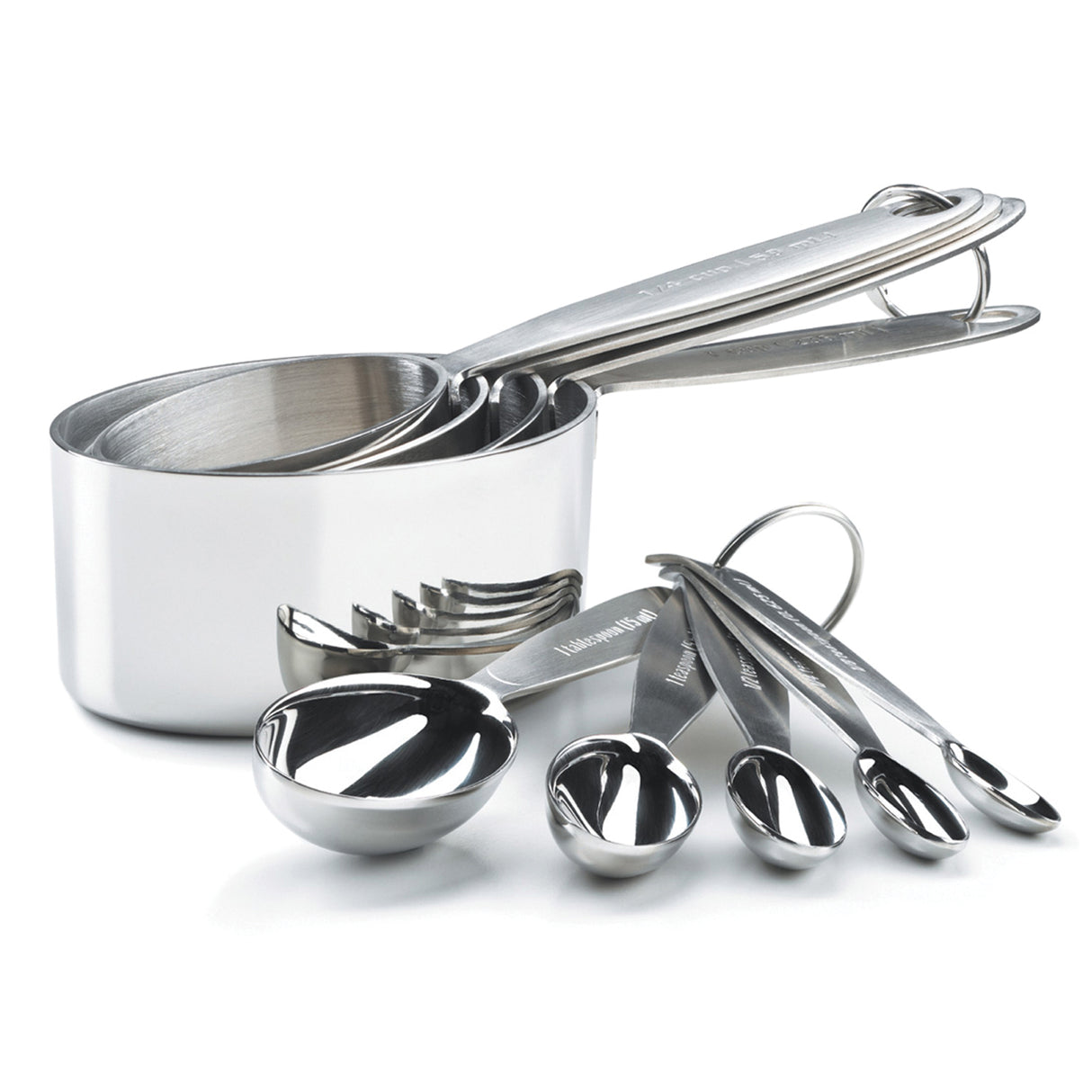 CUISIPRO Messlöffel-Set mit 5 silbernen Löffeln, 0,625 und 1,25 ml, für präzises Abmessen in der Küche