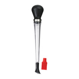 Roter CUISIPRO 3-in-1-Universaltrichter mit drei verschiedenen Trichthöhen, ideal für Küche und Haushalt.