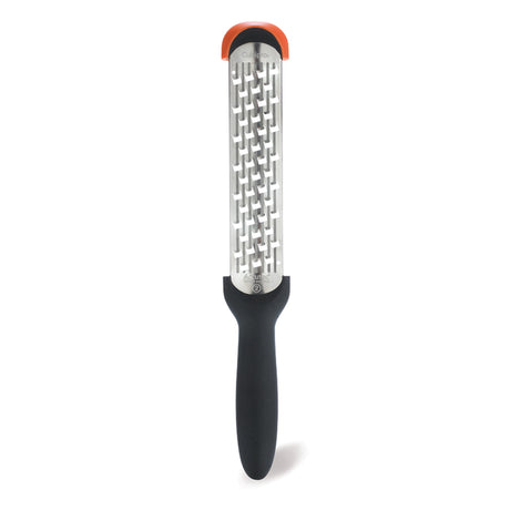 Schwarze CUISIPRO Kronenreibe, grobe Reibe aus Edelstahl, 29 cm lang, für das Zerkleinern von Käse und Gemüse.