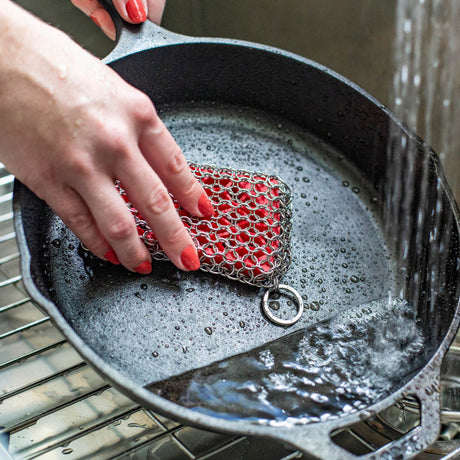 ROtes LODGE Silikon- & Stahl-Schrubbpad zum Reinigen von Kochgeschirr, flexible und langlebige Küchenreinigungshilfe