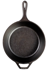 Schwarze Gusseiserne Pfanne von LODGE, Classic-Serie, 25,4 cm Durchmesser, für Braten und Kochen in der Küche.