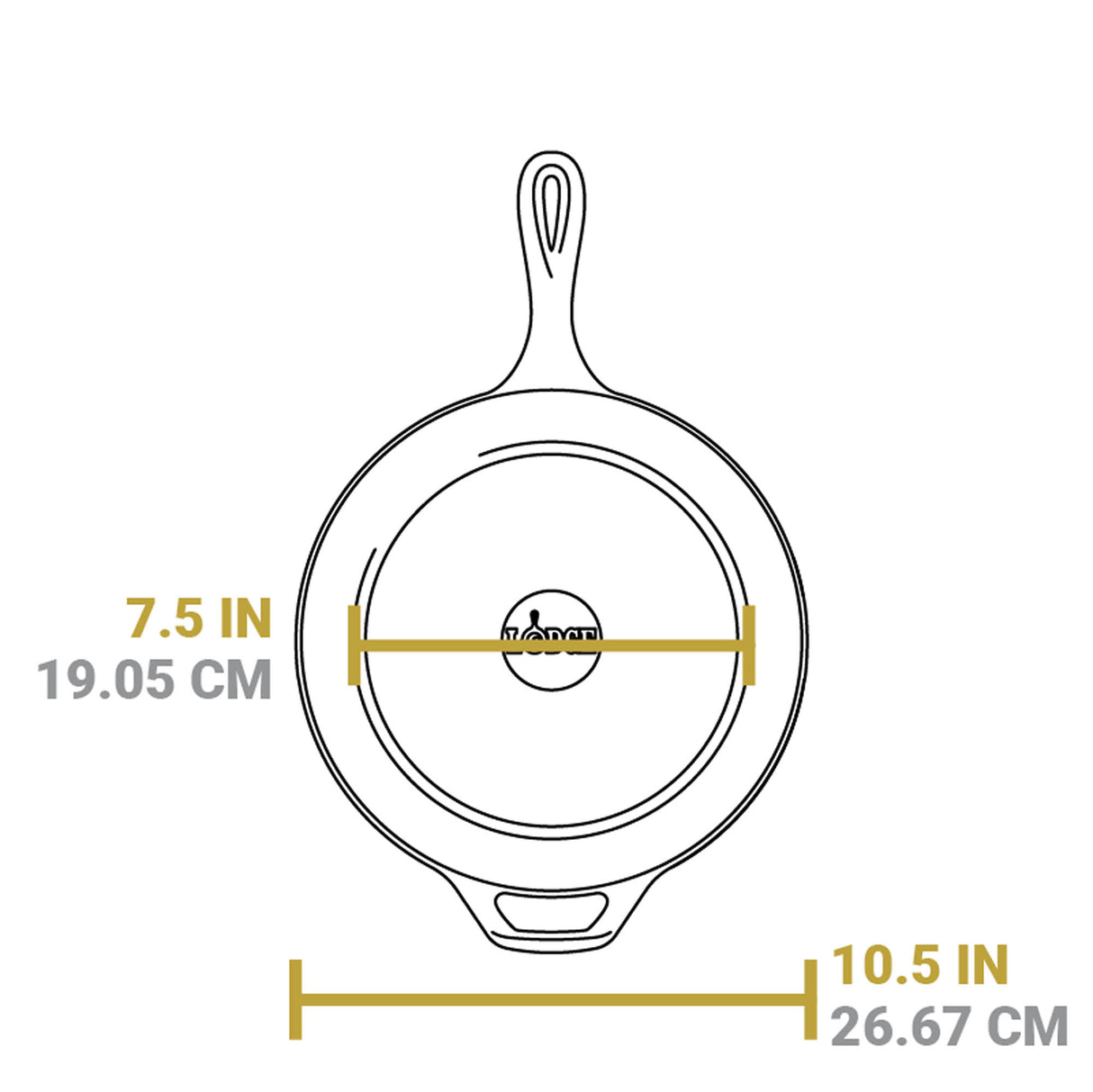 Gusseiserne Pfanne von LODGE, CLASSIC, schwarz, 25,4 cm Durchmesser, mit robustem Griff, ideal für Braten und Kochen