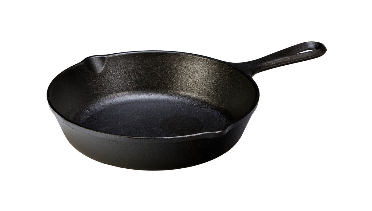 Schwarze Lodge gusseiserne Pfanne Classic mit ergonomischem Griff, ideal für Kochen und Braten in der Küche.