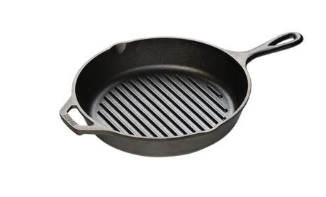 Schwarze Lodge Grillpfanne Classic mit Durchmesser 25,4 cm, aus langlebigem Gusseisen, für perfekte Grillgerichte auf dem Herd oder im Ofen.
