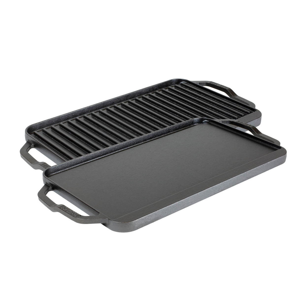 Lodge Grillplatte, zweiseitig glatt und gerillt, aus Gusseisen, ideal zum Grillen und Braten in der Küche.