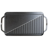 Lodge Grillplatte, beidseitig glatt und gerillt, langlebige Edelstahl-Design, ideal für Grillgerichte und Frühstück.