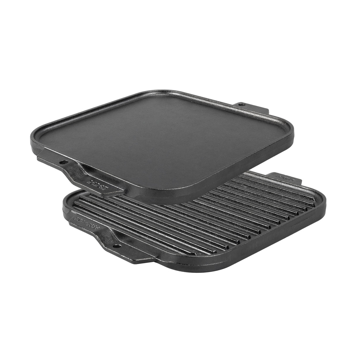 Lodge Grillplatte, flach und gerillt, schwarz, aus Gusseisen, für Grill und Kochen, detailreiche Oberfläche