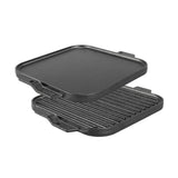 Lodge Grillplatte, flach und gerillt, schwarz, aus Gusseisen, für Grill und Kochen, detailreiche Oberfläche
