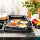 Lodge Grillplatte, flach und gerillt, schwarze Kochplatte aus Gusseisen für Grillgerichte, langlebig und vielseitig.