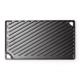 Schwarze LODGE Grillplatte, zweiseitig, Classic-Design, 42 cm, für Grill oder Kochplatten, rechteckige metallische Oberfläche