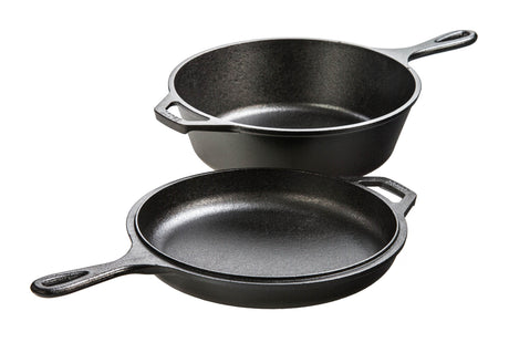 Runder gusseiserner Kombi-Kochtopf von LODGE, Classic-Serie, mit Deckel und Griffen, ideal für vielseitiges Kochen und Braten