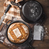Runder Gusseiserner Kombi-Kochtopf von LODGE, Classic-Design, mit Deckel und Griffen, ideal zum Braten, Backen und Kochen